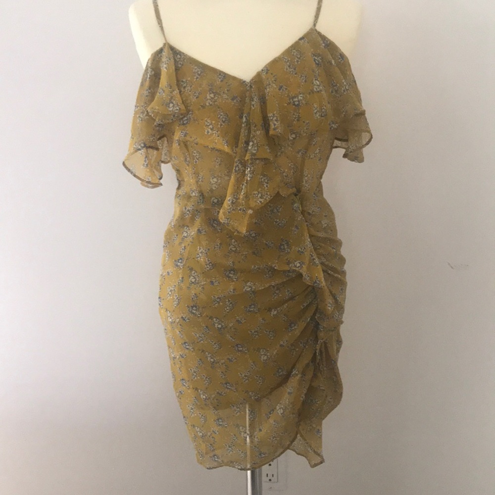 Ruffled yellow print dress